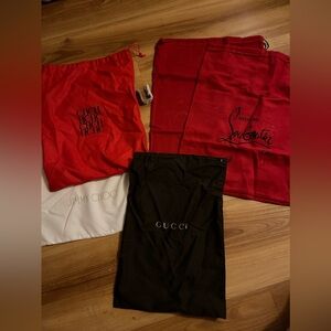 Lot of New Designer Dust Bags - Louboutin Jimmy Choo Gucci Carolina Herrera